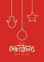 Merry Christmas and Happy New Year lettering poster concept vector