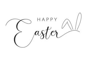 Happy Easter lettering with bunny ears vector