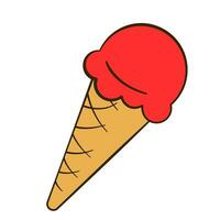 Ice cream ball in waffle cone. Valentine's Day. Flat icon vector