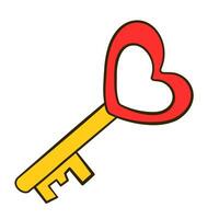Heart-shaped key. Flat icon vector