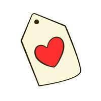 Tag with red heart. Valentine's day. Flat icon vector