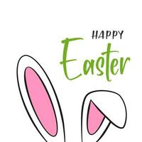 Happy Easter lettering with bunny ears vector