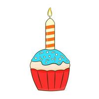 Cupcake with candle vector