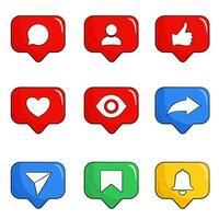 conjunto de social medios de comunicación notificación íconos vector