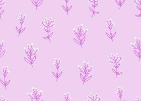 Abstract doodle pink seamless pattern with floral elements, wallpapers - vector design