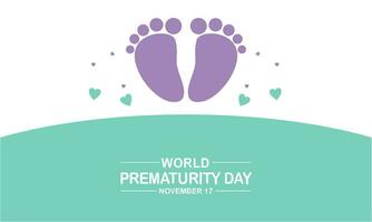 Prematurity awareness month is observed every year in November, Premature birth is when a baby is born too early illustration vector