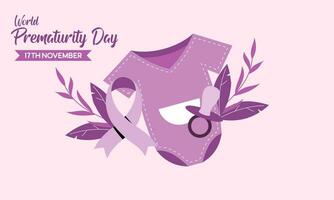 Prematurity awareness month is observed every year in November, Premature birth is when a baby is born too early illustration vector