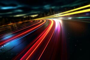 car light trails on the street in shanghai china. Ai Generated photo