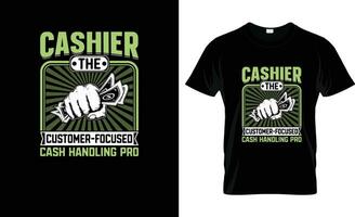 cashier the customer focused cash handling colorful Graphic T-Shirt,  t-shirt print mockup vector