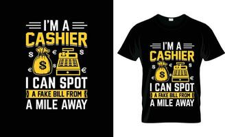 I'm a cashier i can spot a fake bill colorful Graphic T-Shirt,  t-shirt print mockup vector