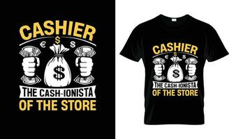 cashier the cash ionista of the store colorful Graphic T-Shirt,  t-shirt print mockup vector