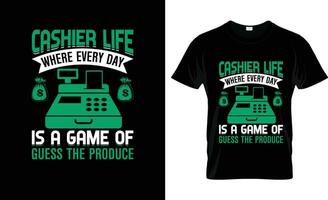 cashier life where every day is a game of colorful Graphic T-Shirt,  t-shirt print mockup vector