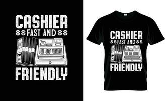 cashier fast and friendly colorful Graphic T-Shirt,  t-shirt print mockup vector