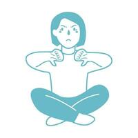 girl sitting dissapointed gesture illustration vector