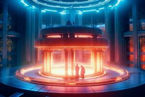 3d rendering, Futuristic technology background. Sci-fi scene. Ai Generated photo
