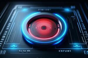 Futuristic user interface finger with HUD elements. 3D Rendering photo