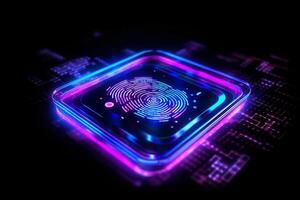 3d rendering of red and blue glowing Digital fingerprint on black background. Ai generated photo