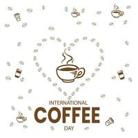 International coffee day template background design with hand drawing style. National coffee day vector illustration. Coffee day pattern design.