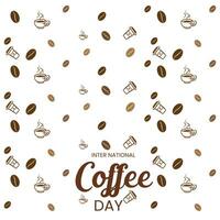 International coffee day template background design with hand drawing style. National coffee day vector illustration. Coffee day pattern design.