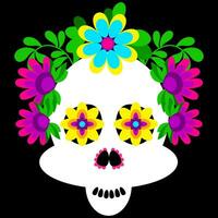 Flat minimalistic sugar skull with bright colors vector