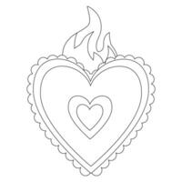 Mexican ethnic heart for embroidery coloring page vector