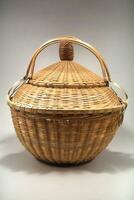 A wicker basket with a lid ai generative photo
