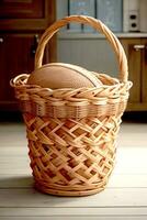 A basket with a round object in it ai generative photo