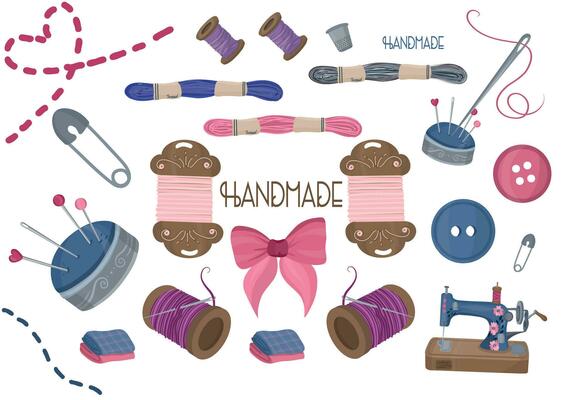 Sewing a big set of supplies. Handmade, workshop, hobby