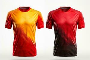 Sports football team uniforms multicolors shirt isolated on white background, Generative AI illustration photo