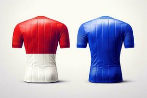 Sports football team uniforms multicolors shirt isolated on white background, Generative AI illustration photo