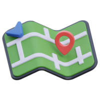 map with pointer 3d icon illustration. travel map 3d icon. 3d map with pin. Pin location on the map 3d render. png