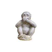 monkey small statue with the concept of close your mouth or speak no evil. on transparent background png