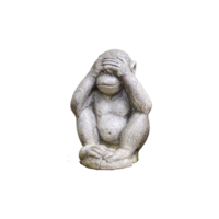 monkey small statues with the concept of Close your eyes or see no evil. on transparent background png