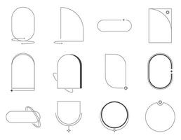 Modern Minimalist Aesthetic Linear Frames, Archs, Stars and Elements Trendy Retro Style for Social Media, Banners, Poster Design, Vector Set, Collection