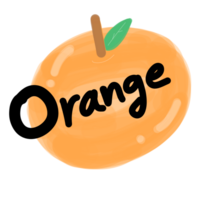 water color of orange with alphabet png