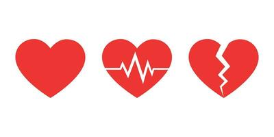 corazón vector iconos angustia o roto corazón, cardio conjunto plano icono para aplicaciones y sitios web