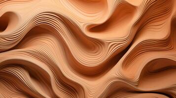 Generative AI, orange and beige modelling clay, gypsum or ceramic background and texture, curls and flowing forms photo