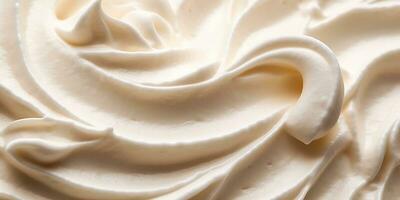 Generative AI, vanilla ice cream surface, close up texture of white ice cream like background. photo