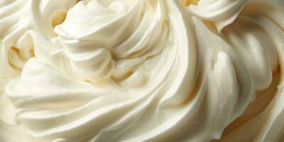 Generative AI, vanilla ice cream surface, close up texture of white ice cream like background. photo