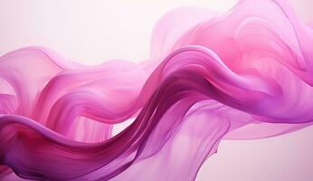 Generative AI, Flowing light pink, viva magenta smoke with splashes. Soft fluid banner, spring female mood, 3D effect, modern macro realistic abstract background illustration, ink in water effect. photo