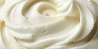 Generative AI, vanilla ice cream surface, close up texture of white ice cream like background. photo