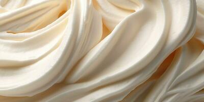 Generative AI, vanilla ice cream surface, close up texture of white ice cream like background. photo