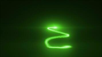 abstrait vert en volant ligne de points et lumineux particules de énergique magique brillant spirales dans le forme de une Noël Nouveau année arbre video