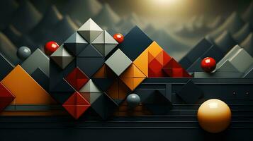 Generative AI, 3d effect abstract geometric figures charts, spheres and cubes photo