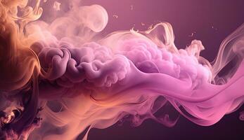 Generative AI, Flowing light pink, viva magenta smoke with splashes. Soft fluid banner, spring female mood, 3D effect, modern macro realistic abstract background illustration, ink in water effect photo