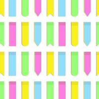 Seamless pattern of colorful office paper note stickers of various shapes in trendy bright hues. EPS vector