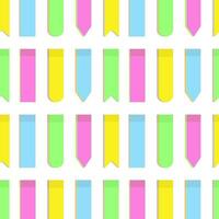 Seamless pattern of colorful office paper note stickers of various shapes in trendy bright hues. EPS vector