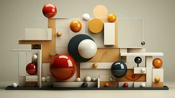 Generative AI, 3d effect abstract geometric figures charts, spheres and cubes photo