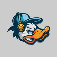 Duck Music. Angry Duck wearing headphones illustration design vector