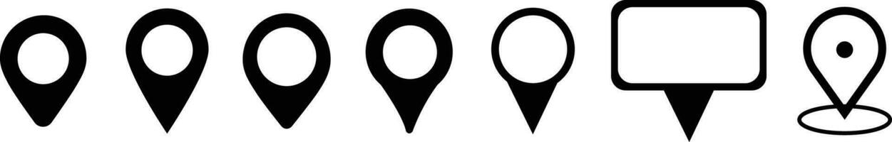 grande conjunto ubicación icono. mapa alfiler signo. ubicación alfiler sitio marcador. grupo mapa marcador puntero icono. ubicación indicador GPS ubicación símbolo recopilación. rojo contorno icono. vector